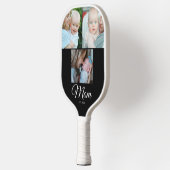 *Mom Established Script Black 3 Photo Gift Pickleball Schläger (Links)