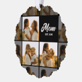 Mom Established Script Black 3 Photo Grid Ornament Karte (Links)