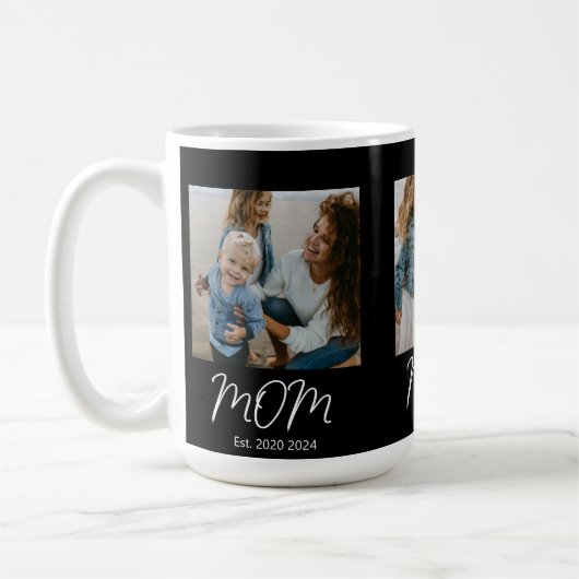Mom Established Script Black 3 Photo Insulated Kaffeetasse (Links)