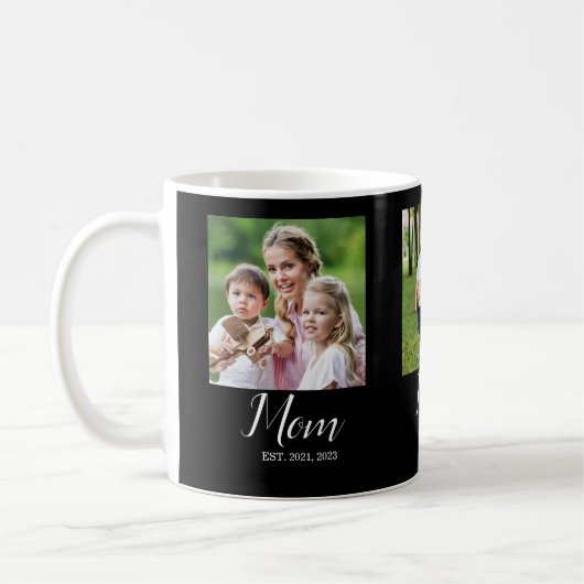 Mom Established Script Black 3 Photo Kaffeetasse (Links)