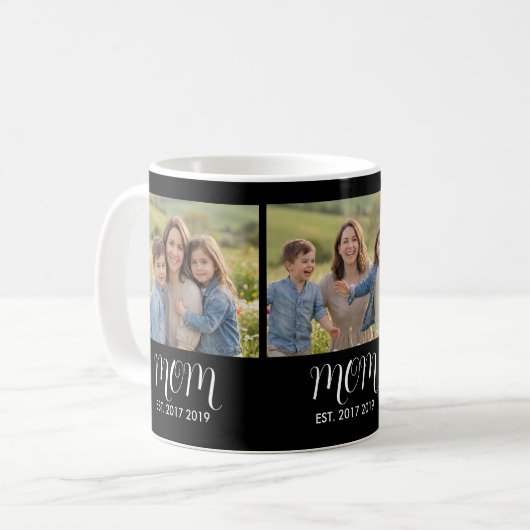 Mom Established Script Black 3 Photo Kaffeetasse (Vorderseite Links)
