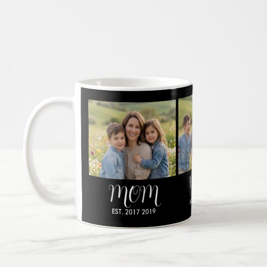 Mom Established Script Black 3 Photo Kaffeetasse (Links)