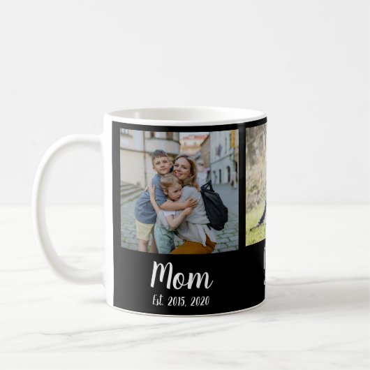 Mom Established Script Black 3 Photo Kaffeetasse (Links)
