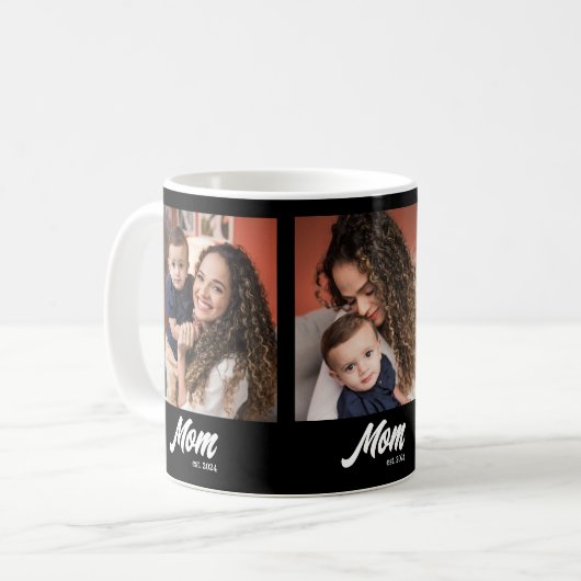 Mom Established Script Black 3 Photo Kaffeetasse (Vorderseite Links)