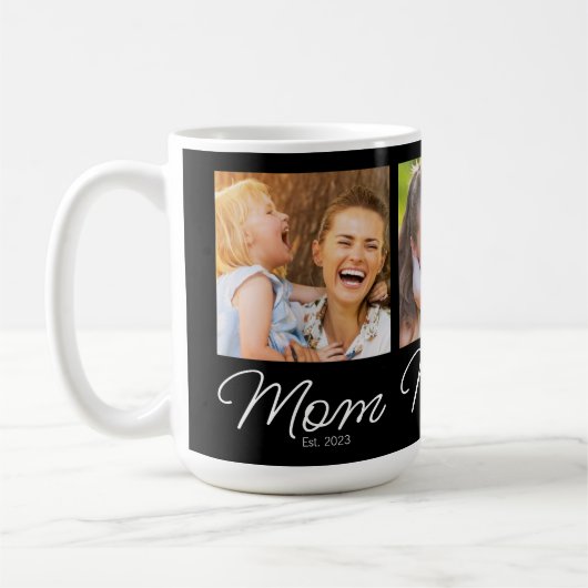 Mom Established Script Black 3 Photo Kaffeetasse (Links)