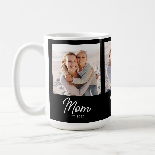 Mom Established Script Black 3 Photo Kaffeetasse (Links)
