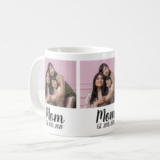 Mom Established Script Black 3 Photo Kaffeetasse (Vorderseite Links)