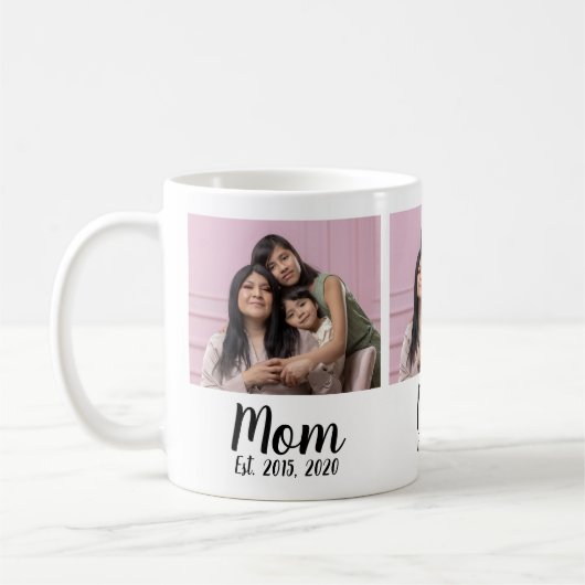 Mom Established Script Black 3 Photo Kaffeetasse (Links)