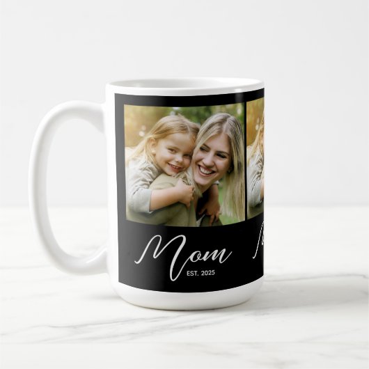Mom Established Script Black 3 Photo Kaffeetasse (Links)