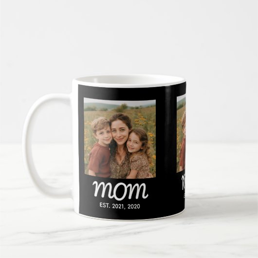 Mom Established Script Black 3 Photo Kaffeetasse (Links)