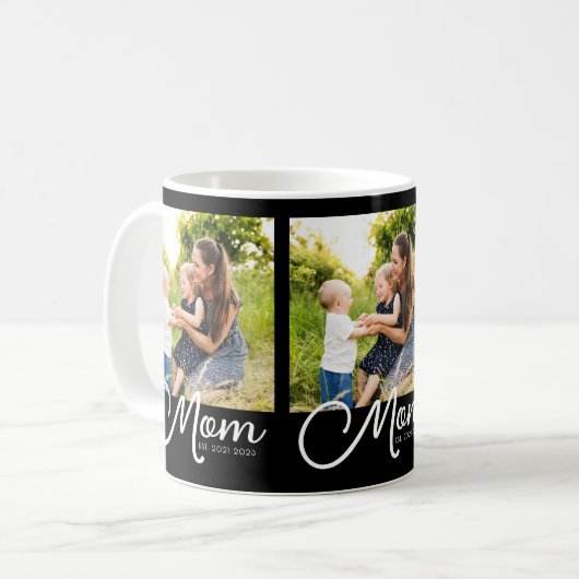 Mom Established Script Black 3 Photo Kaffeetasse (Vorderseite Links)
