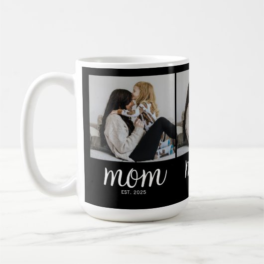 Mom Established Script Black 3 Photo Kaffeetasse (Links)