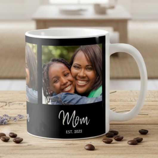 Mom Established Script Black 3 Photo Kaffeetasse