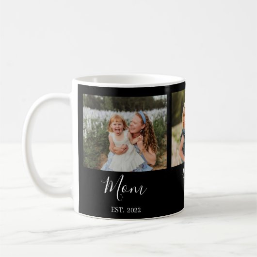 Mom Established Script Black 3 Photo Kaffeetasse (Links)