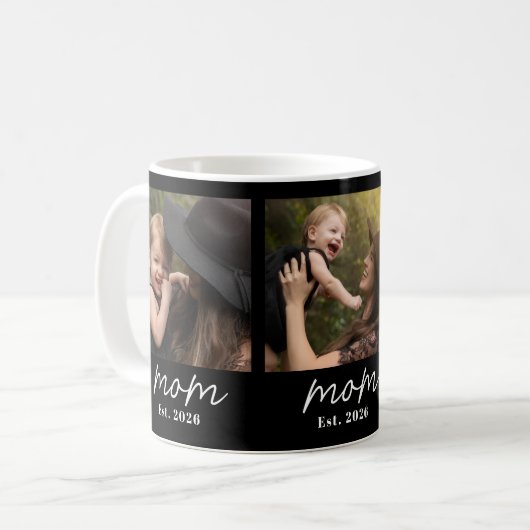 Mom Established Script Black 3 Photo Kaffeetasse (Vorderseite Links)
