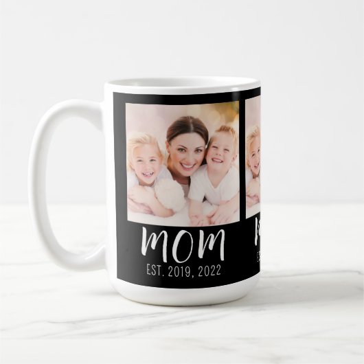 Mom Established Script Black 3 Photo Kaffeetasse (Links)