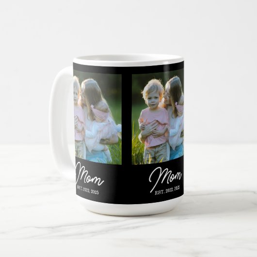 Mom Established Script Black 3 Photo Kaffeetasse (Vorderseite Links)