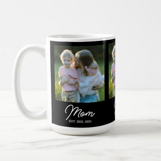 Mom Established Script Black 3 Photo Kaffeetasse (Links)