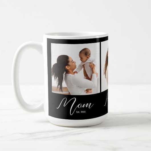 Mom Established Script Black 3 Photo Kaffeetasse (Links)