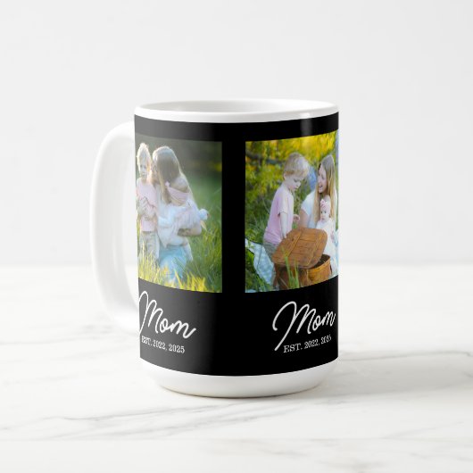 Mom Established Script Black 3 Photo Kaffeetasse (Vorderseite Links)