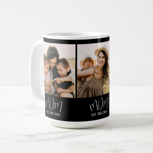 Mom Established Script Black 3 Photo Kaffeetasse (Vorderseite Links)