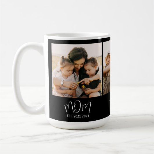 Mom Established Script Black 3 Photo Kaffeetasse (Links)