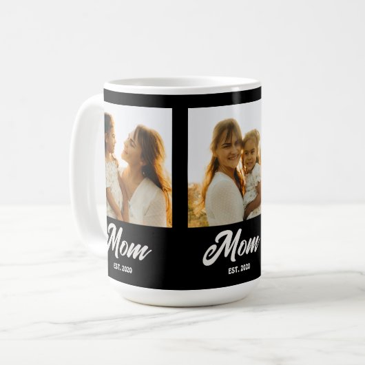 Mom Established Script Black 3 Photo Kaffeetasse (Vorderseite Links)