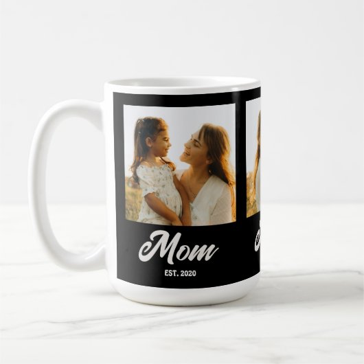 Mom Established Script Black 3 Photo Kaffeetasse (Links)