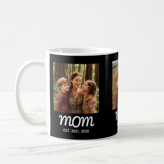 Mom Established Script Black 3 Photo Kaffeetasse (Links)