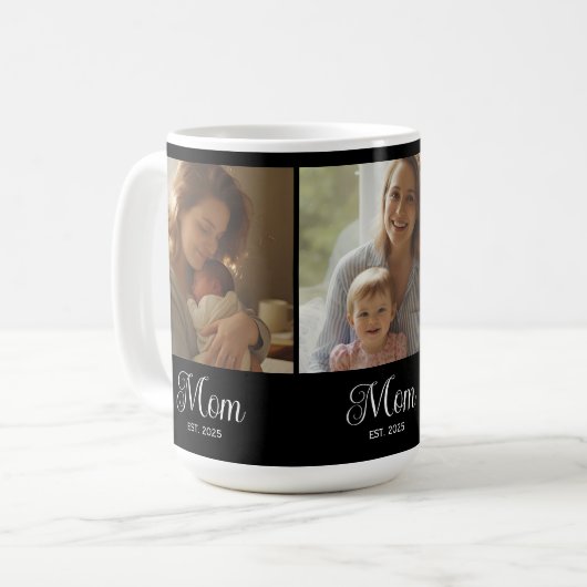 Mom Established Script Black 3 Photo Kaffeetasse (Vorderseite Links)