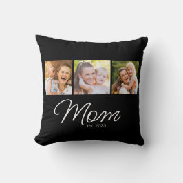 Mom Established Script Black 3 Photo Kissen