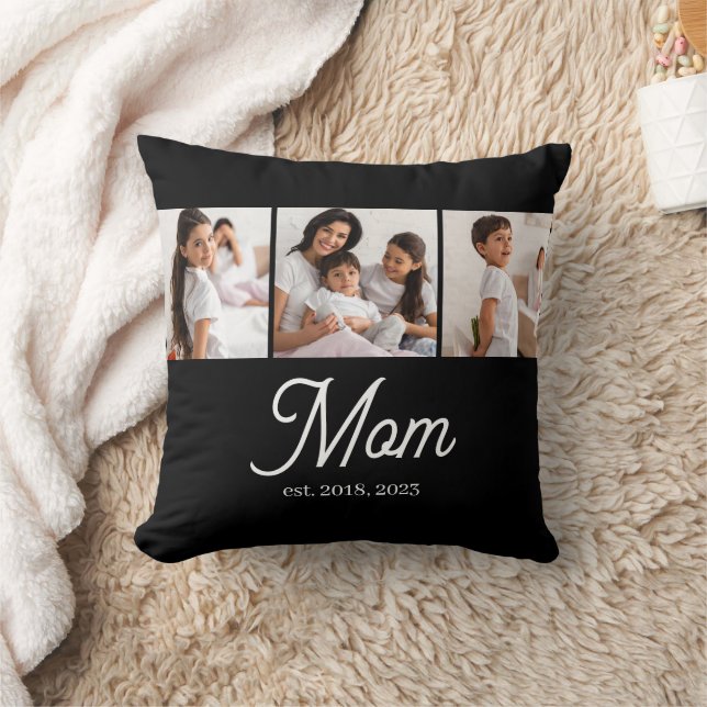 Mom Established Script Black 3 Photo Kissen (Decke)