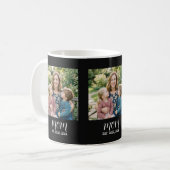 Mom Established Script Black 3 Photo Mug Kaffeetasse (Vorderseite Links)