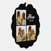 Mom Established Script Black 3 Photo Ornament Karte (Rechts)