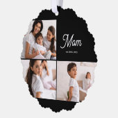 Mom Established Script Black 3 Photo Ornament Karte (Links)