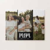 Mom Established Script Black 3 Photo Puzzle (Horizontal)