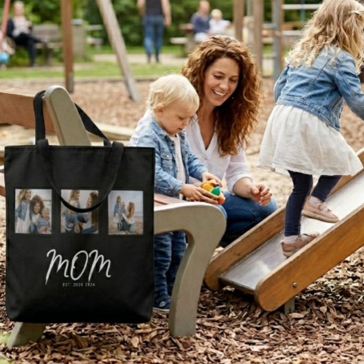 Mom Established Script Black 3 Photo Tasche