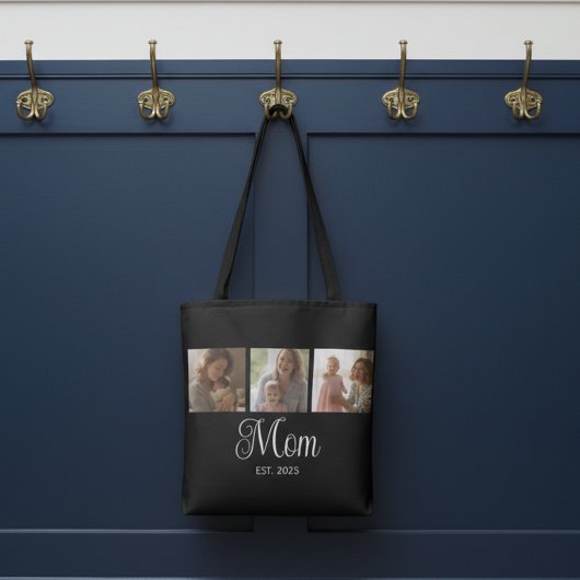 Mom Established Script Black 3 Photo Tasche