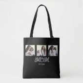 Mom Established Script Black 3 Photo Tote Bag Tasche (Vorderseite)