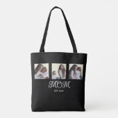 Mom Established Script Black 3 Photo Tote Bag Tasche (Rückseite)