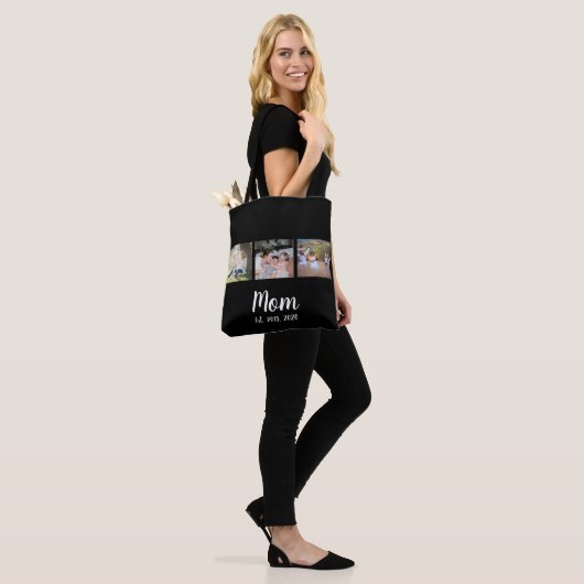 Mom Established Script Black 3 Photo Tote Bag Tasche (Am Model)