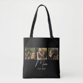 Mom Established Script Black 3 Photo Tote Bag Tasche (Vorderseite)
