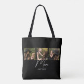Mom Established Script Black 3 Photo Tote Bag Tasche (Rückseite)