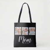 Mom Established Script Black 3 Photo Tote Bag Tasche (Vorderseite)