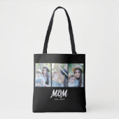 Mom Established Script Black 3 Photo Tote Bag Tasche (Vorderseite)