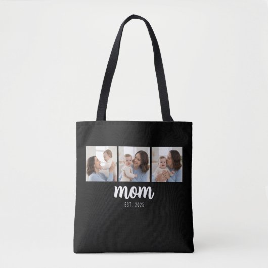 Mom Established Script Black 3 Photos Tasche (Vorderseite)