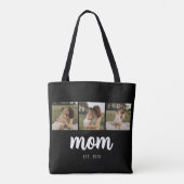 Mom Established Script Black 3 Photos Tote Bag Tasche (Rückseite)