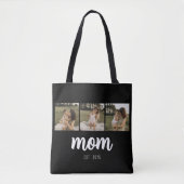 Mom Established Script Black 3 Photos Tote Bag Tasche (Vorderseite)