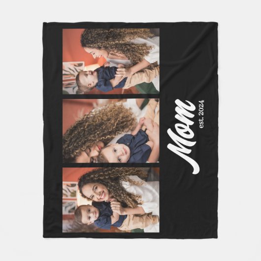 Mom Established Script Black Photo Fleecedecke (Vorderseite)