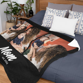 Mom Established Script Black Photo Fleecedecke